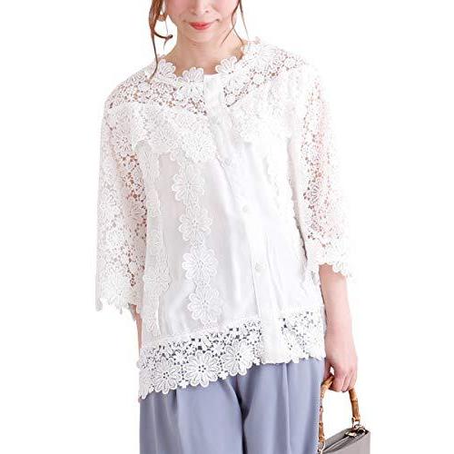 最新作 トップス アラモード ブラウス ホワイト F Mode 4629 レディース 刺繍 レース 花 ワンピース Aurorasuspendedfires Com