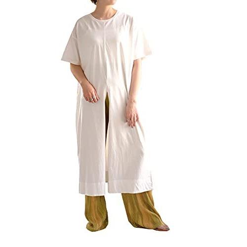 割引特販 アンドジェイ 2way オーガニックコットン スリット Tシャツ ワンピース 4573 レディース カットソー 無地 半袖 新品 純正品 Www Superavila Com