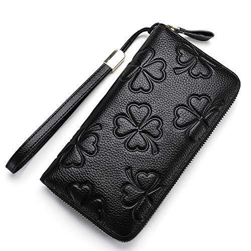 リニューアル 長財布 四葉 長財布 レディース 四葉 本革 スキミング防止 ラウンドファスナー 財布 牛革 仕 A B08t63dzqv 2314 A B08t63dzqv 2314 おしゃれ 可愛い 花柄 全国オンラインストア ブラック 東京本店