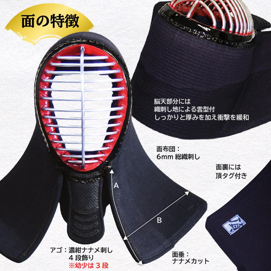 刺繍無料 胴代込み】 頂黒 剣道 防具 セット（面乳革 面紐 胴紐 付き