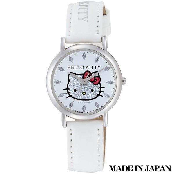 ハローキティ キティちゃん時計 レディス時計 キッズ時計 ホワイト 0009Ｎ001 MADE IN JAPAN （日本製）｜zennsannnet