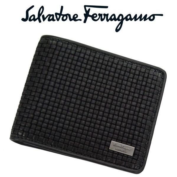 フェラガモ salvatore ferragamo メンズ二つ折れ財布 小銭入れ付き 9437-01-0537549 NERO ブラック 並行輸入品｜zennsannnet