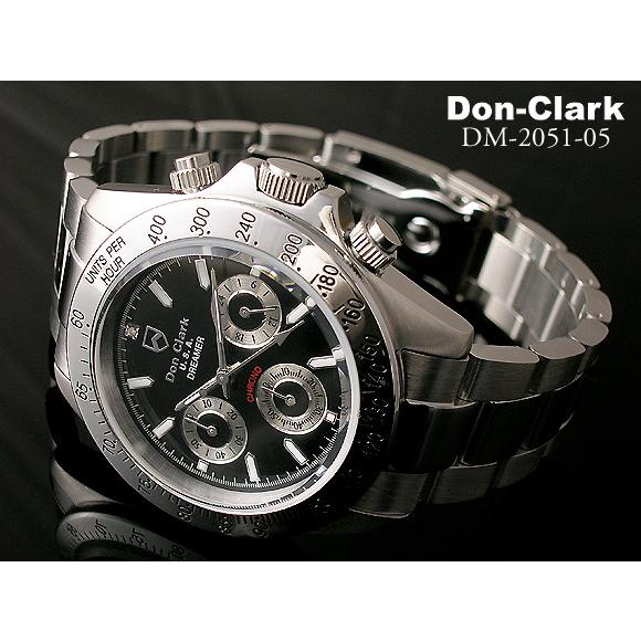 メンズ腕時計 ダンクラーク DON CLARK  クロノグラフ 100ｍ防水 ダイヤ入り ＤＭ2051-05 ギフト プレゼント 贈答品｜zennsannnet｜02