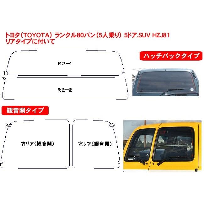 カット済み カーフィルム トヨタ（TOYOTA） ランクル80 5ドア.バン HZJ81 専用 車用 カー用品 日よけ UVカット通販 リヤー/リアーセット スモーク｜zenpou3｜02