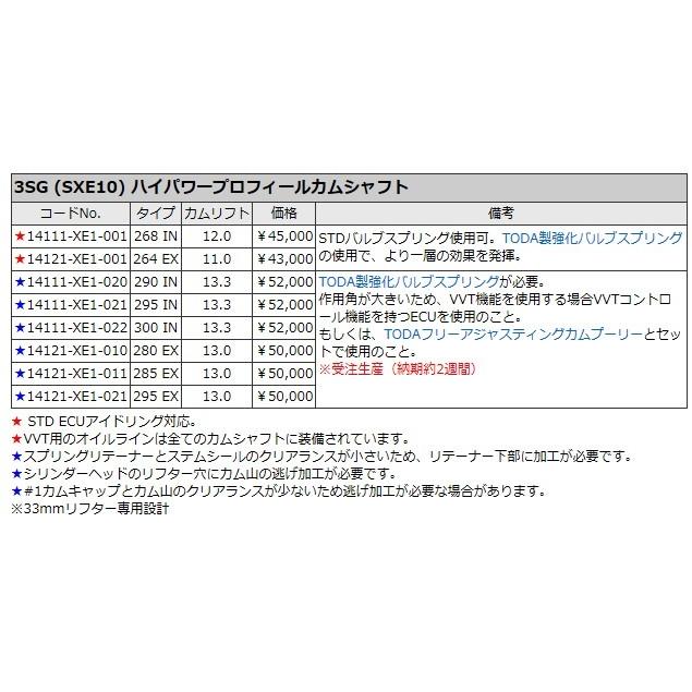 アルテッツァ 3s-ge 戸田レーシングハイカム新品未開封プロフィール必読