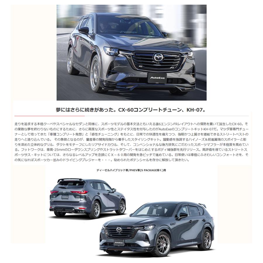 オートエクゼ リアサイドカウル CX-60 全車 KHA1V30602M : ゼンリンDS
