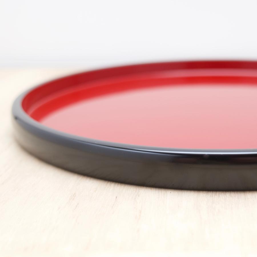 赤い漆器風の和菓子用陳列トレー7枚セット お盆 トレー 半月皿 両面