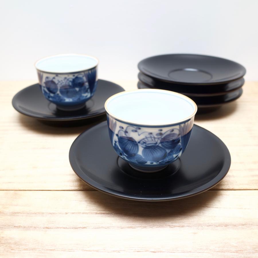 茶托 木製 セット 漆塗り 日本製 大きめ 川連 漆器 ソーサー 黒 お祝い
