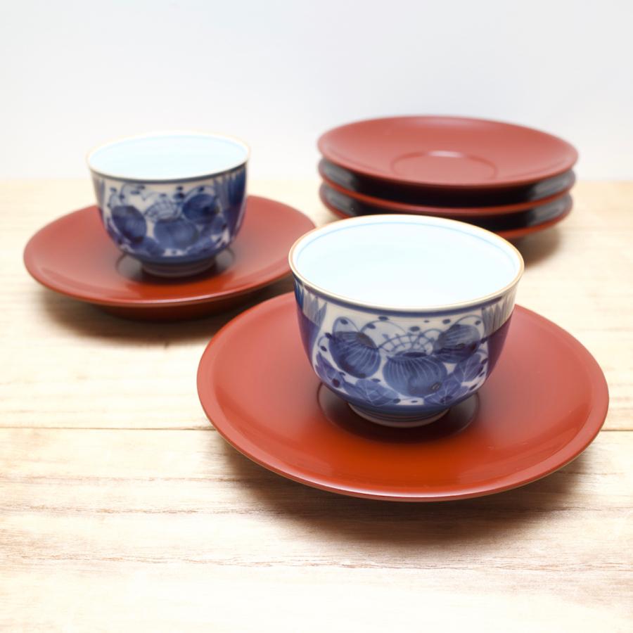 茶托 木製 セット 漆塗り 日本製 大きめ 川連 漆器 ソーサー 黒 お祝い
