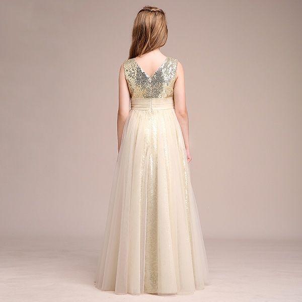 ピアノ発表会 ドレス 中学生 ワンピース ジュニアドレス 七五三 子供 ドレス ゴールド フラワーガール ロング キラキラ バイオリン スパンコール ピアノコンクー amp &amp emsp #2920 hearts #2919 ドレス