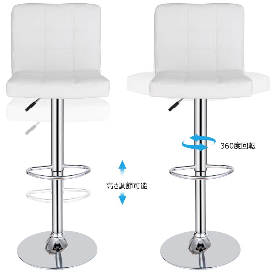 白　2個セット　カウンターチェア 昇降式 イス チェア いす 椅子 バーチェア  ハイチェア  ダイニングチェア 背もたれ付き おしゃれ｜zeny｜03