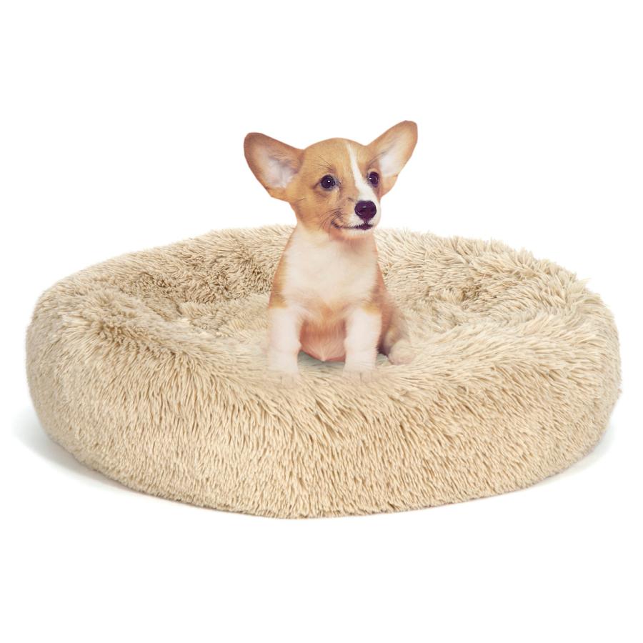 送料無料 猫 ベッド 犬 クッション お得 ラウンド型 もふもふ 丸型 ぐっすり眠る ドーナツふわふわ もこもこ