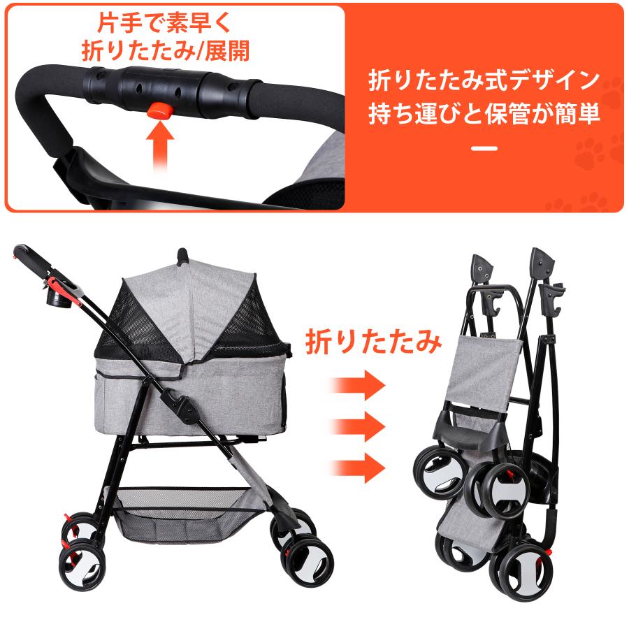 ペットカート 分離 取り外し 2way バスケット 取り外し可能 多頭 ネイビー 4輪 ペットカート 2way バスケット 取り外し 分離式 小型犬 多頭飼い