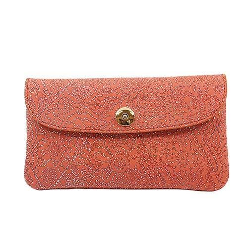 光を纏って美しく輝く スペイン シープレザー FIORINO フィオリーノ かぶせ型 長財布（オレンジ）｜zeppinchibahonpo