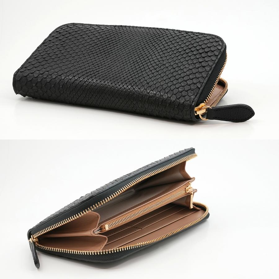 ブラックパイソン ラウンドファスナー 長財布（黒） : 絶品ちば本舗