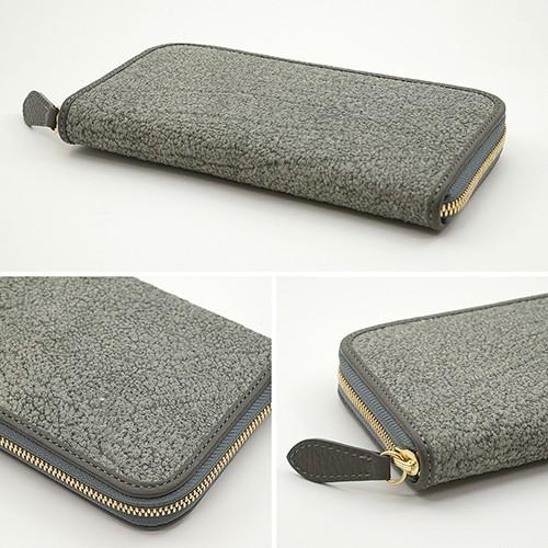 ヒポポタマスレザー （かば革）本革 ラウンドファスナー 長財布 グレー