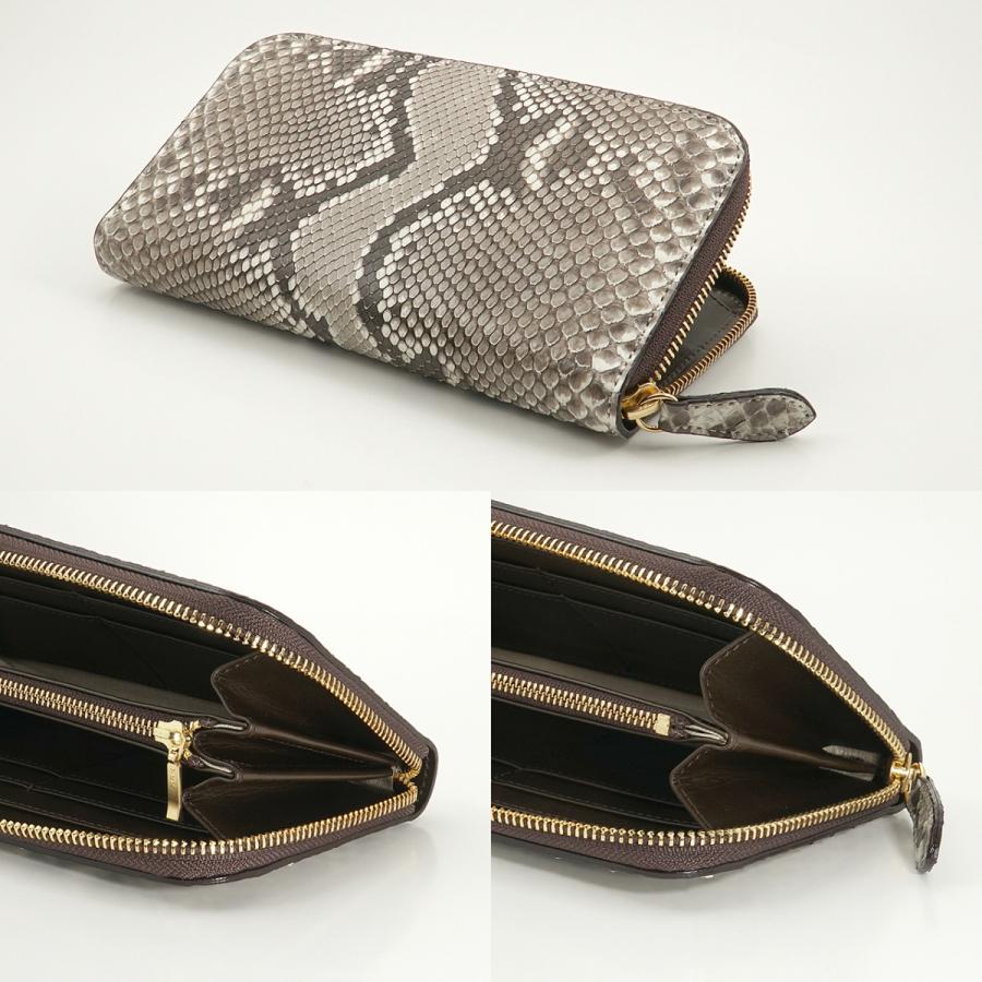 エキゾチックレザー イタリアンパイソン × イタリアンカーフ ラウンド