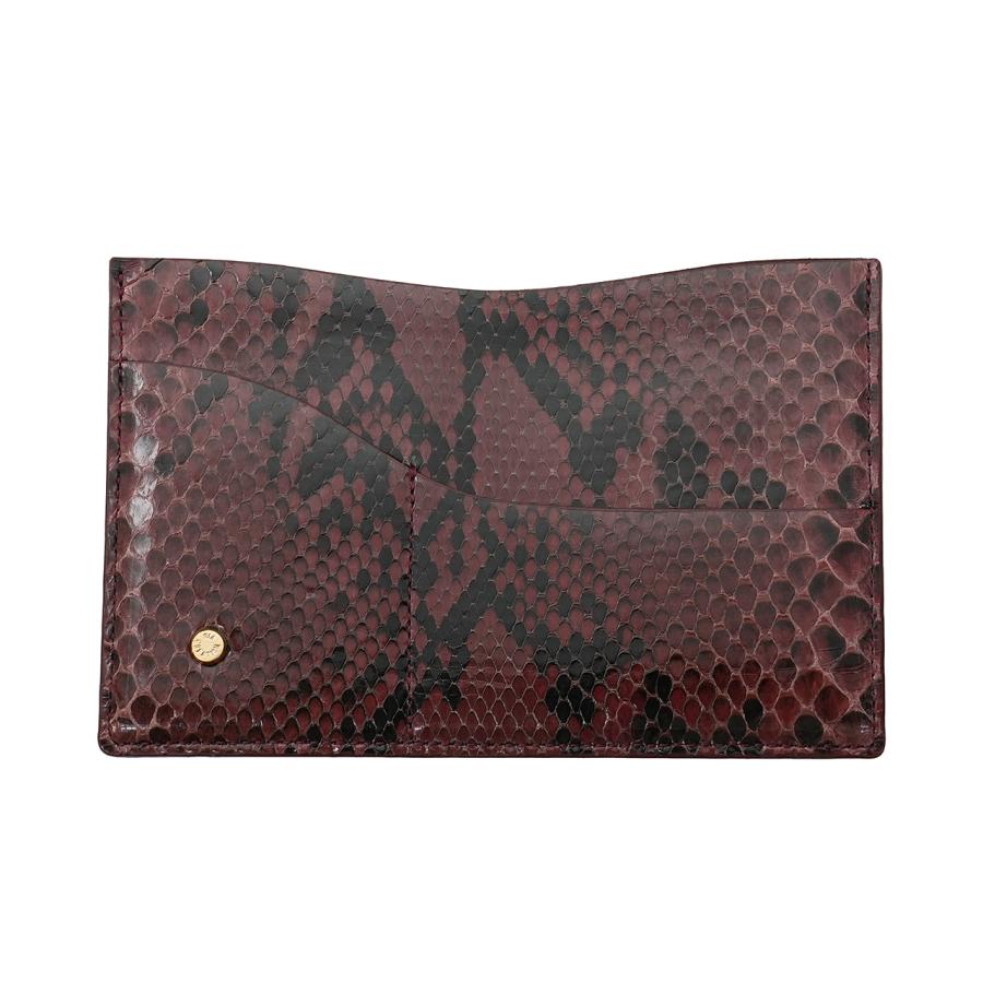 パイソン 蛇革 保険証入れ お薬手帳も入る バッグイン スリム マルチカードケース （ワイン） | 