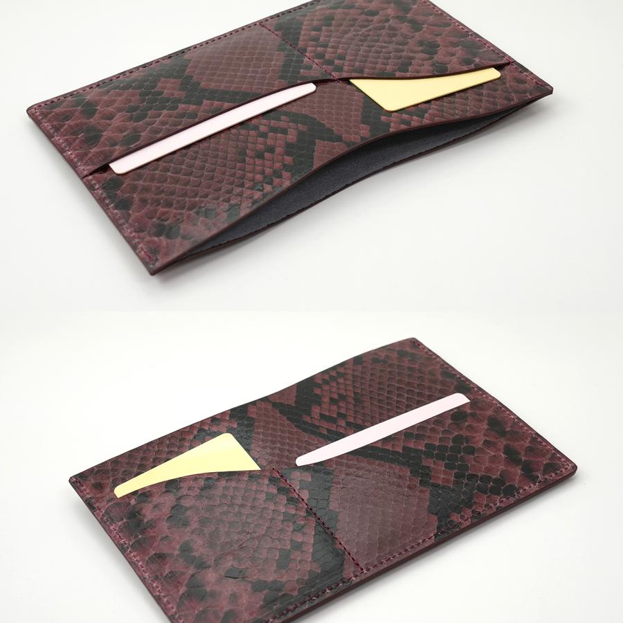 パイソン 蛇革 保険証入れ お薬手帳も入る バッグイン スリム マルチカードケース （ワイン） |  | 04