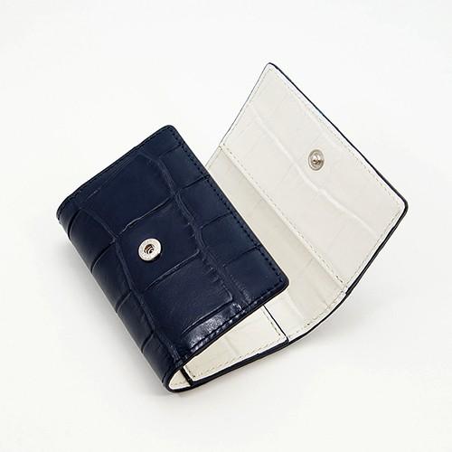 クロコダイル風型押し 牛革 5連 キーケース 3つ折り カードポケット付