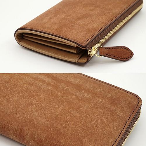 イタリアンレザー 吟スリ ビンテージ加工 MARGOT 本革 L字ファスナー