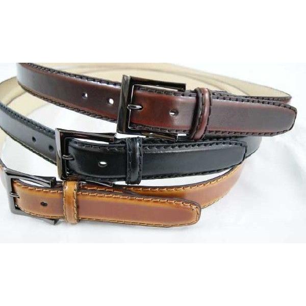 ビジネスベルト 革 0番ステッチブラックバックルプレーンビジネスベルト |  | 03