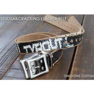 ベルト メンズ 通販レクタングラーバックルクラッキングスタッズベルト スタッズベルト | 