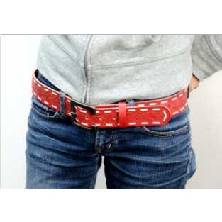 レデースベルト ベルト メンズ カジュアルレザーステッチ馬蹄型バックルクラフトベルト | 