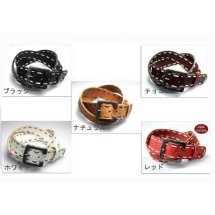 レデースベルト ベルト メンズ カジュアルレザーステッチ馬蹄型バックルクラフトベルト |  | 02