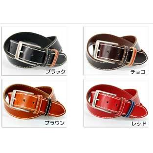 ベルト メンズ ベルトレディース カジュアルステッチがきいた大人な雰囲気を漂わせる艶々リアルレザー本革 のベルト |  | 02