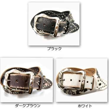ロックマイライフネームプレート＆スタッズブラスと加工の本革ベルト スタッズベルト ウェスタンベルト |  | 02
