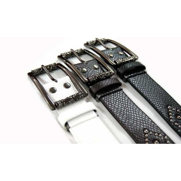 爬虫類柄のスタッズベルトブラックバックルはローラーだよ〜 スタッズベルト ウェスタンベルト |  | 04