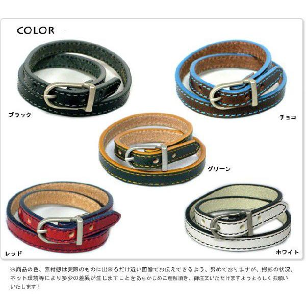 ブレスレット バングル 革小物ワンオンワンオリジナルカラーエッジレザーブレス ダブル 日本製 |  | 02