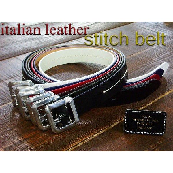 ベルト メンズ カジュアルステッチラインベルトレザー革 ベルト日本製 | 