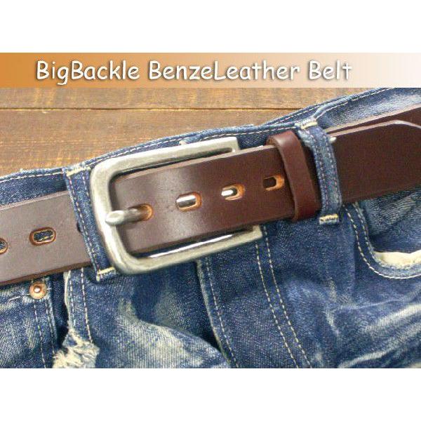 ベルト メンズ カジュアルベンズレザービックバックルベルト日本製 | 