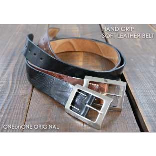 ベルト メンズ カジュアル柔らか艶々イタリアンレザーのハンドグリップベルト日本製 |  | 01