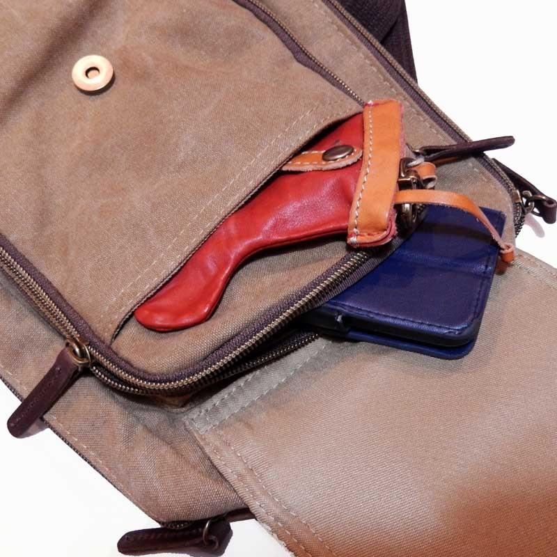 ハンプコウボウ 帆布工房 革付属10号帆布 縦型ボディバッグ |  | 04