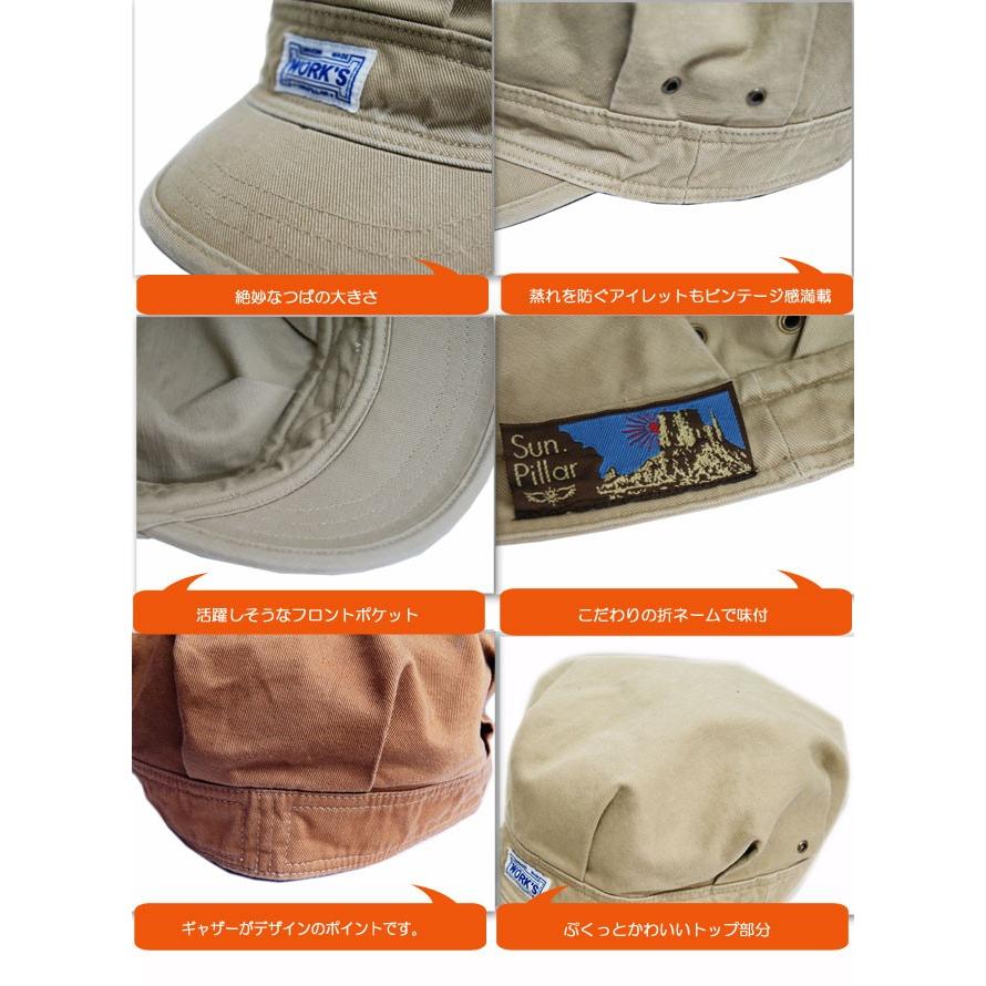 ワークキャップ 帽子 ガロン サンピラー“FARMER”ワークキャップタック付、レザーアジャスター付 日本製 |  | 01