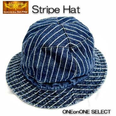 ハット 帽子 ガロン ガロン サンピラー デニムストライプハット日本製 | 