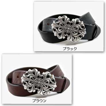 ベルト メンズ 通販ディープゾーン栃木レザーベルト、百合とクロスをモチーフにしたピューターバックルのベルトです日本製 |  | 02