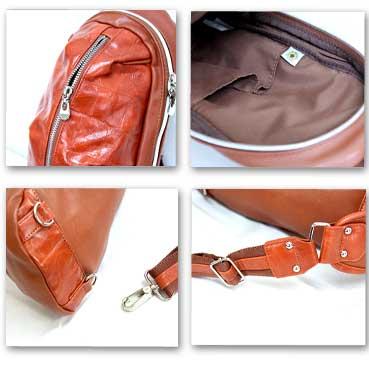 アネロ 独特なフォルムがモテ系男子にお薦めのフェイクレザー2トーンボディーバッグ ワンショルダー ウエストバッグ ポーチ レオンMay |  | 01