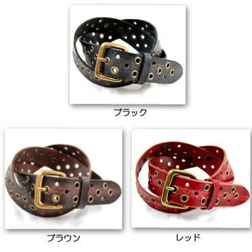 ベルト 革ベルトクラッシュ ブラスとランダムに打たれたアイレットでちょっとパンキッシュに仕上げたベルトです スタッズベルト |  | 02
