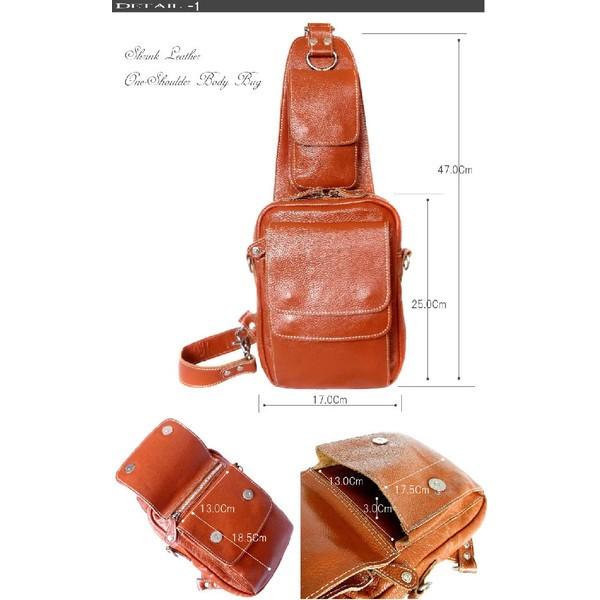 ワンショルダー 革 ワンショルダーディープゾーン 斜め掛けメンズシュリンクレザーフラップボディバッグ |  | 05