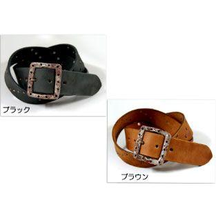 ベルト 革 ダディー  メンズ カジュアル彫金のようなバックルとムラのある仕上げのCOWHIDEレザーを使用したハンドクラフトスタッズベルト日本製 スタッズベ |  | 02