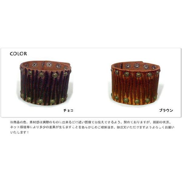 ブレスレット 革 本革 バングル 革小物 ダディー クラックレザースタッズワイドブレス日本製 |  | 02