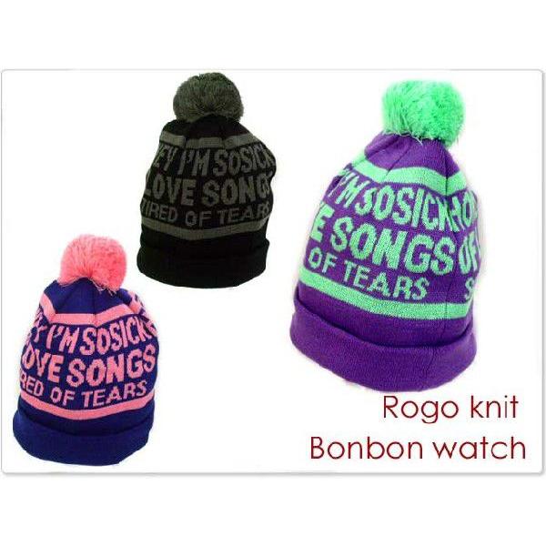 ロゴ入りボンボンニット帽SONGS帽子 メンズ帽子 レディース帽子 ハット キャップ ニット帽 通販AW | 