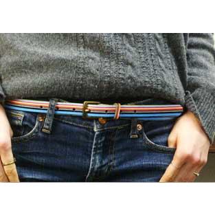 レデースベルト ベルト メンズ カジュアルマルチストライププリント細幅レザーベルト |  | 01