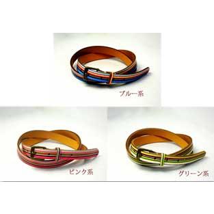 レデースベルト ベルト メンズ カジュアルマルチストライププリント細幅レザーベルト |  | 02