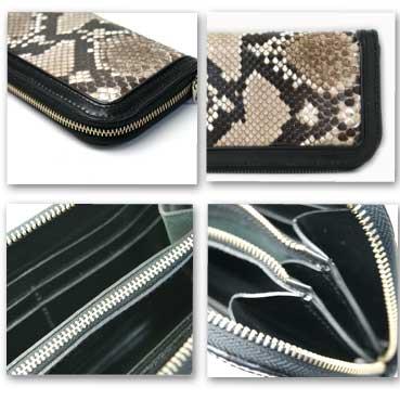 財布 革 本革 DeepZone パイソンスキンラウンドファスナーウオレット 長財布 楽ギフ_包装 |  | 01