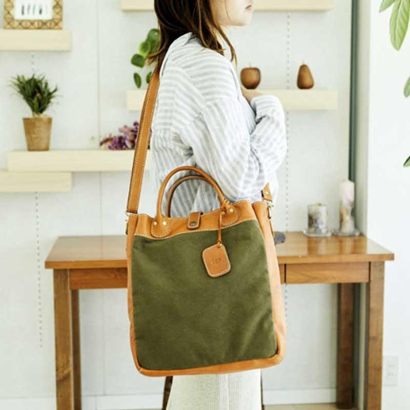 【fes】フェス　キャンバス素材×カウレザーショルダー縦型/トートバッグ |  | 10